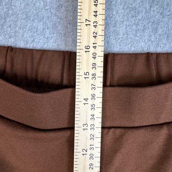 Ava & Viv Pull On Stretch Pant WMNS 3X Plus Brown High Rise Split Ankle Wide Leg - Picture 11 of 13